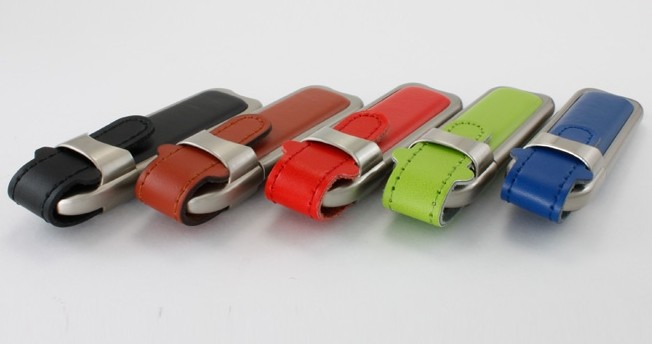 Leather USB Flash Disk , Customized USB 2.0 Flash Drive 128MB - 64GB