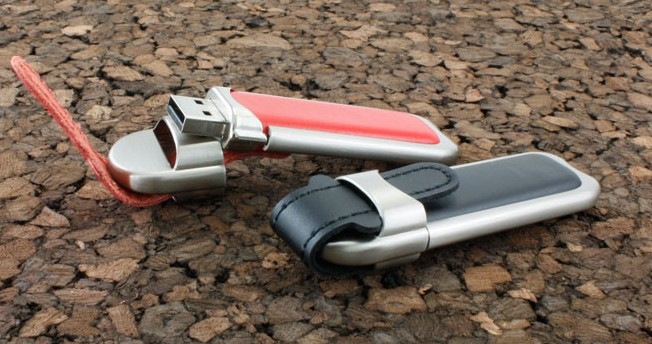 Leather USB Flash Disk , Customized USB 2.0 Flash Drive 128MB - 64GB