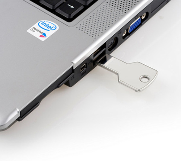 Silver Metal Key Shaped USB Flash Drive , Waterproof Memory Chip Key