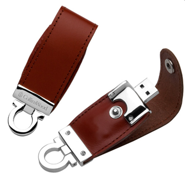 Brown / Black Customized Leather Usb Flash Drives 1GB , 2GB , 8GB