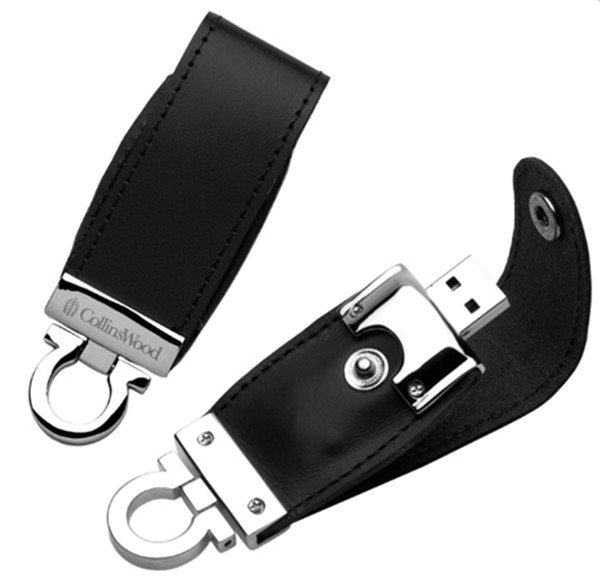 Brown / Black Customized Leather Usb Flash Drives 1GB , 2GB , 8GB