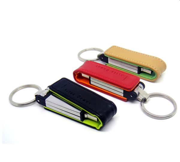 Black / Red / Yellow Leather USB Flash Disk 1GB 2GB High Speed