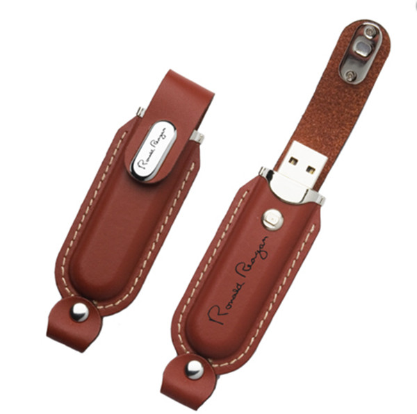 Portable Creative Leather USB Stick / Black Leather USB Memory Disk