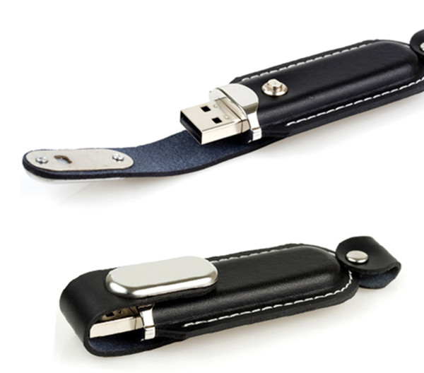 Portable Creative Leather USB Stick / Black Leather USB Memory Disk
