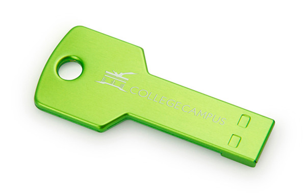 Blue / Green Metal Key Shaped USB Flash Drive Customized Logo