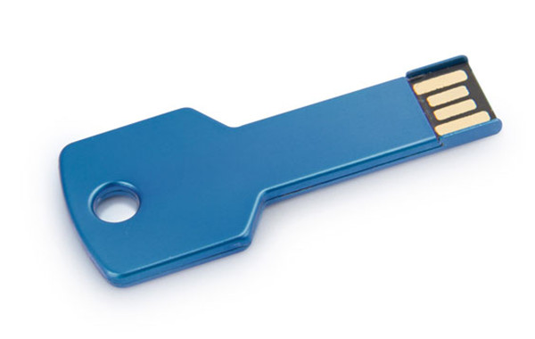Blue / Green Metal Key Shaped USB Flash Drive Customized Logo