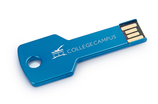 Blue / Green Metal Key Shaped USB Flash Drive Customized Logo