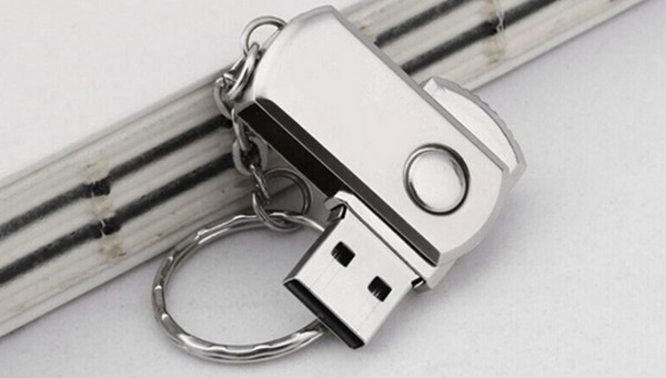 Silver metal thumb drives Rotated Metal USB Flash Drives pen drive 1GB 2GB 4GB 8GB Flash Drive with key chain