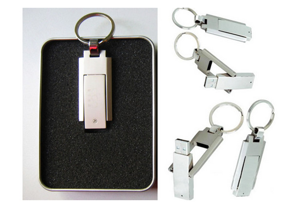 Silver U Disk pen drive Metal USB Flash 2.0 usb Flash Drive memory stick 512MB , 1GB - 64GB with key chian