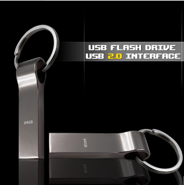 Silver metal thumb drives with key chian 1GB 2GB 4GB 8GB USB memory with key chain for business people