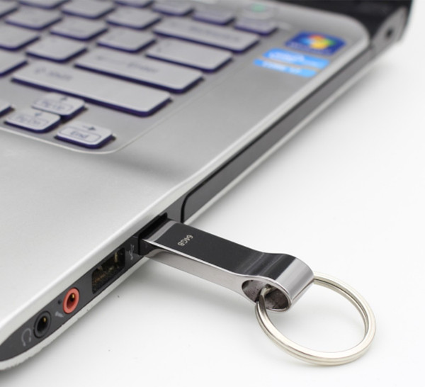 Silver metal thumb drives with key chian 1GB 2GB 4GB 8GB USB memory with key chain for business people
