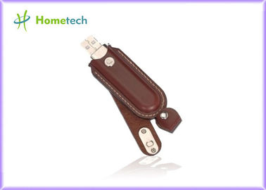 High Capacity Brown Leather USB Flash Disk USB 2.0 16GB for Student