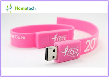 Pink Silicon Wristband USB Flash Drive Silicon bracelets USB Flash Memory , Multi Color USB 2.0 Bracelet Memory Stick