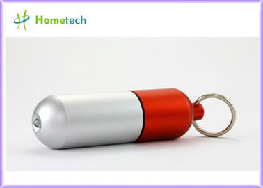 Silver &amp; red doctor gifts 4GB custom lovely metal Promotional aluminium alloy Capsule Pill shaped USB Flash drive