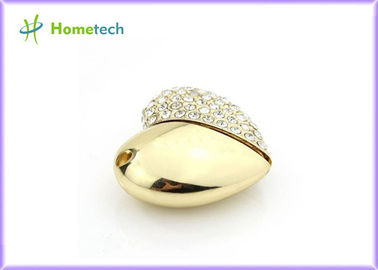 OEM Jewelry Crystal Heart USB Flash Drive , Heart Shape Pendant Usb 2.0 for Girl