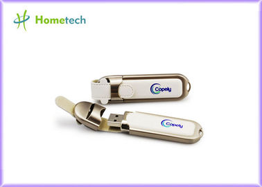 Buy Black Leather USB Flash Disk custom printing , novelty usb 2.0 pen drive with Tin box online manufacture