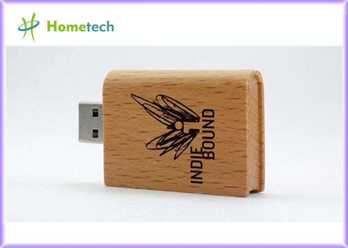 Security 4GB , 8GB , 32GB Book Wooden USB Flash Drives with High Data Transfer