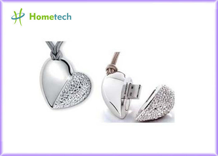 OEM Promotion Gift 4GB Crystal Heart USB Flash Drive with Lanyard