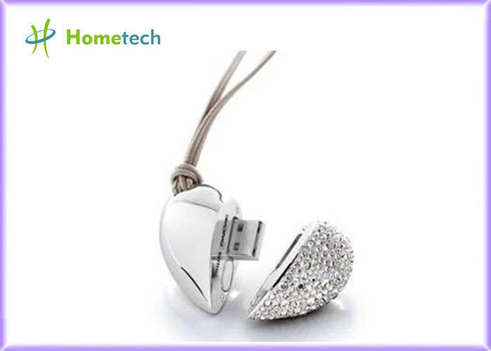 1GB / 2GB / 8GB Crystal Heart USB Flash Drive , Wedding Diamond USB Stick Drive