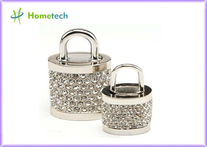 256MB / 512 MB / 1GB Silver Diamonds Gadget Crystal Lock USB Flash Drive Real Capacity
