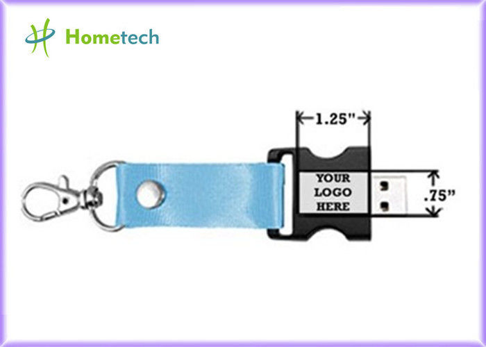 4GB / 8GB Lanyard USB Flash Drives , Blue Memory Pen Drive Stick
