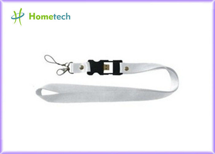 White Plastic Lanyard USB Flash Drives / USB Thumb Drives 2GB 4GB 8GB