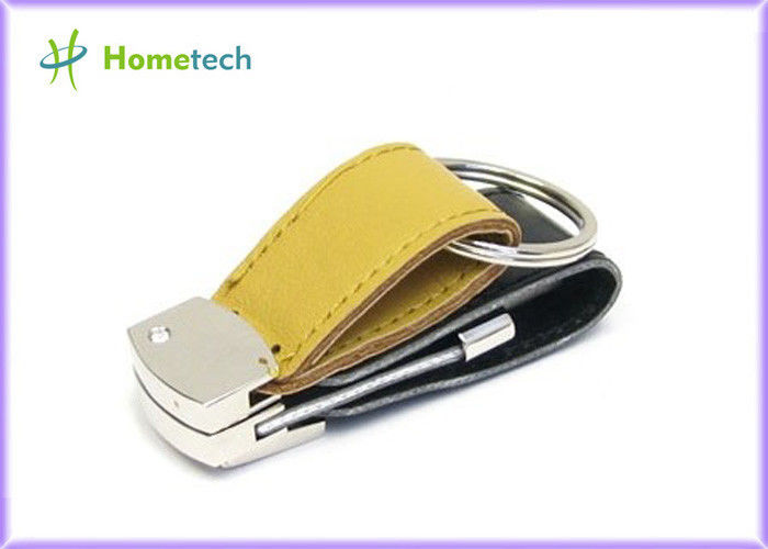 Yellow Novelty USB Leather USB Flash Disk PC Accessories Key Chain