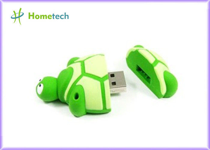 Light Green Cartoon USB Flash Drive Genuine 16GB 32GB File Transfer , Tortoise Shape