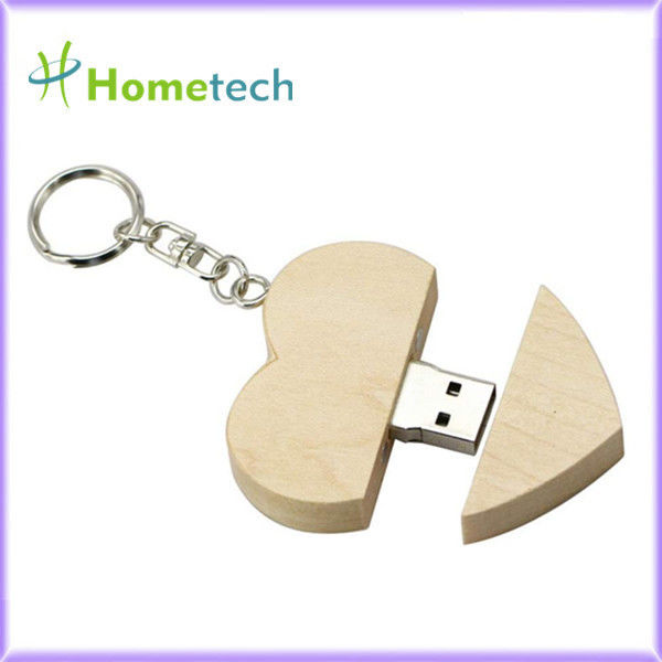 8GB 5-15MB/S Maple Wood Heart Shaped Usb Flash Drive