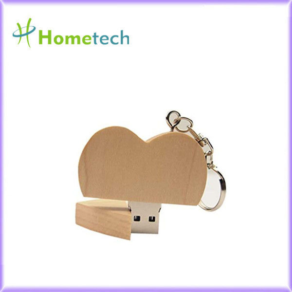 8GB 5-15MB/S Maple Wood Heart Shaped Usb Flash Drive