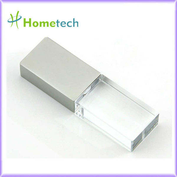 Custom corporate gift glass usb stick pendrive USB 2.0 3.0 Crystal LED 64GB Flash Memory Stick