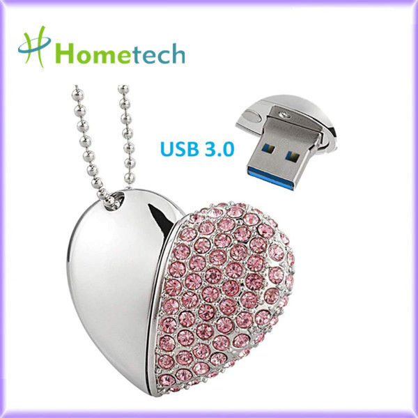 USB 3.0 32GB Necklace Crystal Heart USB Flash Drive
