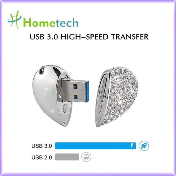 Jewelry Pendant Necklace 32GB Crystal Heart USB Flash Drive