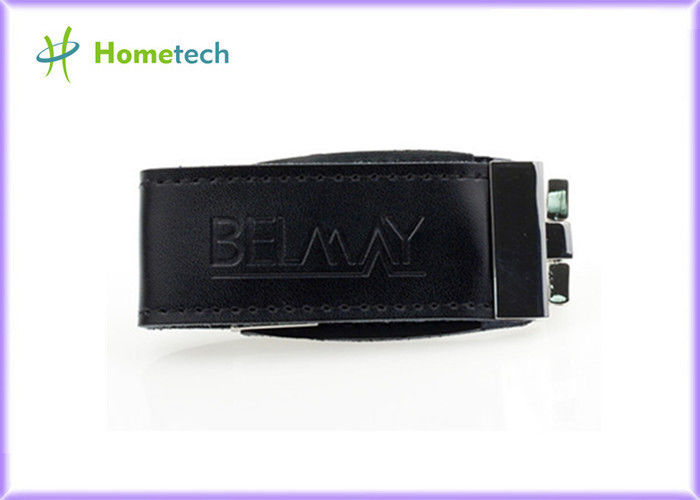 Brown / Black Customized Leather Usb Flash Drives 1GB , 2GB , 8GB