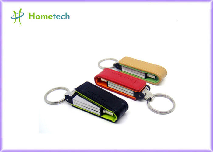 Black / Red / Yellow Leather USB Flash Disk 1GB 2GB High Speed