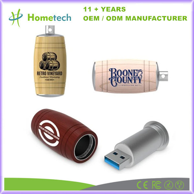 Wood Color USB Flash Drive 8GB-256GB Wine Bucket Shape with USB 2.0/3.0 Interface