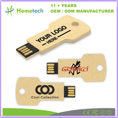 Key Shaped Recyclable Paper USB Flash Drive with 8GB to 256GB Capacities Enviromental Friendly Promotion Gift