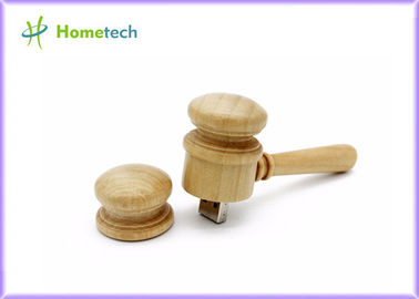 Hammer Shaped Wooden USB Flash Drive 30PCS Custom Logo Laser / Engraved