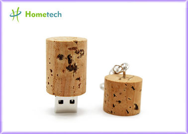 Bottle Plug Shaped USB Wooden Memory Sticks  8GB / 16GB / 32GB With Key Chain