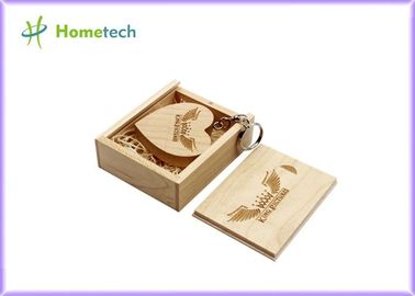 Heart Shaped Wooden USB Flash Drive Customized Logo For Promotional Gift