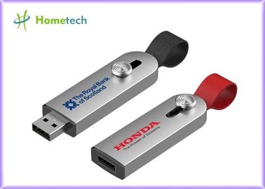 Executive Metal Usb Flash Drive Laser Engraving Full Metal Body With Leather Cord