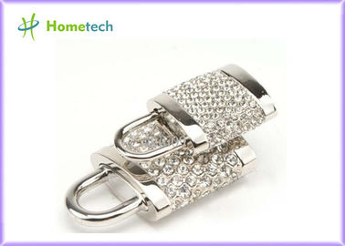 256MB / 512 MB / 1GB Silver Diamonds Gadget Crystal Lock USB Flash Drive Real Capacity