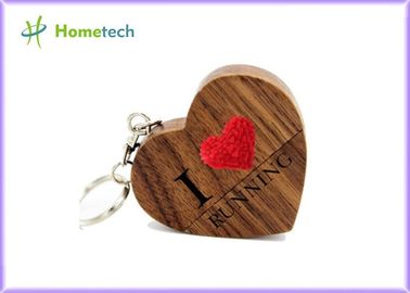 Love Heart Wooden USB Flash Drive 4GB 8GB 16GB 32GB 64GB Maple / Walnut Material