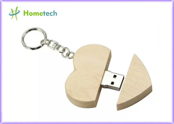 8GB 5-15MB/S Maple Wood Heart Shaped Usb Flash Drive