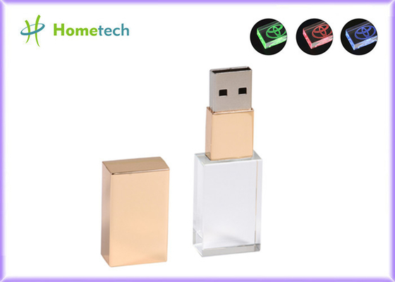 Custom corporate gift glass usb stick pendrive USB 2.0 3.0 Crystal LED 64GB Flash Memory Stick