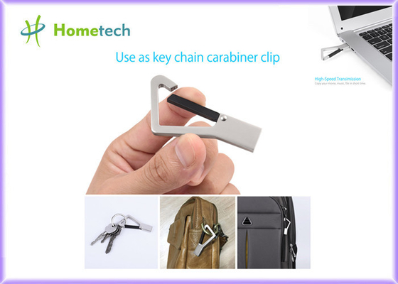 Custom Logo Metal Thumb Drives USB Key Shaped Memoria / Metal Carabiner