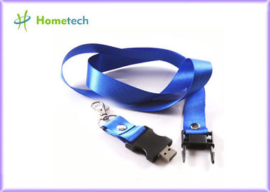 Advertising Blue Lanyard USB Stick 16gb Customized Flash Memory Drive for engineer / designer